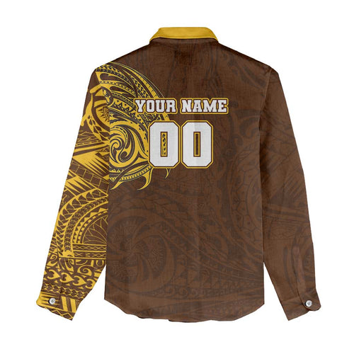 Personalized Hawthorn Hawks Polynesian Women Casual Shirt Tribal Chest and Sleeve Tattoo Heritage Warrior