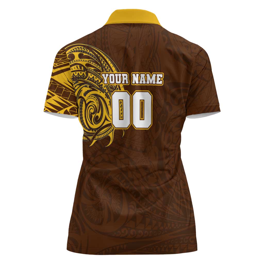 Personalized Hawthorn Hawks Polynesian Women Polo Shirt Tribal Chest and Sleeve Tattoo Heritage Warrior