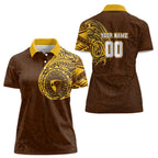 Personalized Hawthorn Hawks Polynesian Women Polo Shirt Tribal Chest and Sleeve Tattoo Heritage Warrior