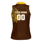 Personalized Hawthorn Hawks Polynesian Women Sleeveless Polo Shirt Tribal Chest and Sleeve Tattoo Heritage Warrior