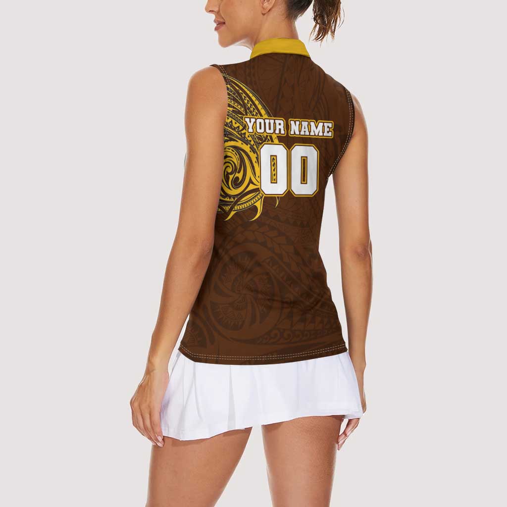 Personalized Hawthorn Hawks Polynesian Women Sleeveless Polo Shirt Tribal Chest and Sleeve Tattoo Heritage Warrior