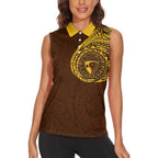 Personalized Hawthorn Hawks Polynesian Women Sleeveless Polo Shirt Tribal Chest and Sleeve Tattoo Heritage Warrior