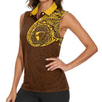Personalized Hawthorn Hawks Polynesian Women Sleeveless Polo Shirt Tribal Chest and Sleeve Tattoo Heritage Warrior