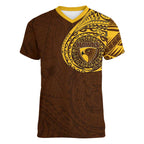 Personalized Hawthorn Hawks Polynesian Women V-Neck T-Shirt Tribal Chest and Sleeve Tattoo Heritage Warrior