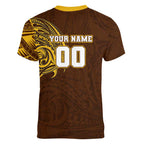 Personalized Hawthorn Hawks Polynesian Women V-Neck T-Shirt Tribal Chest and Sleeve Tattoo Heritage Warrior