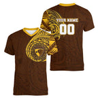 Personalized Hawthorn Hawks Polynesian Women V-Neck T-Shirt Tribal Chest and Sleeve Tattoo Heritage Warrior
