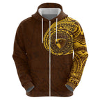 Personalized Hawthorn Hawks Polynesian Zip Hoodie Tribal Chest and Sleeve Tattoo Heritage Warrior
