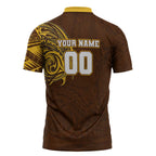 Personalized Hawthorn Hawks Polynesian Zipper Polo Shirt Tribal Chest and Sleeve Tattoo Heritage Warrior