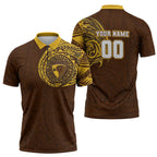 Personalized Hawthorn Hawks Polynesian Zipper Polo Shirt Tribal Chest and Sleeve Tattoo Heritage Warrior