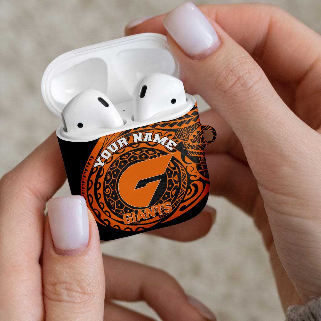 Personalized Giants Polynesian AirPods Case Tribal Chest and Sleeve Tattoo Heritage Warrior