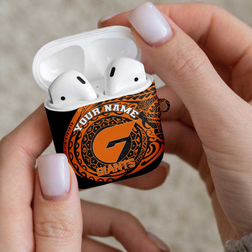 Personalized Giants Polynesian AirPods Case Tribal Chest and Sleeve Tattoo Heritage Warrior