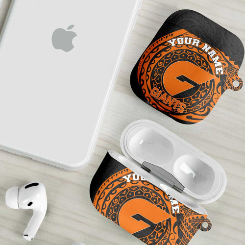 Personalized Giants Polynesian AirPods Case Tribal Chest and Sleeve Tattoo Heritage Warrior
