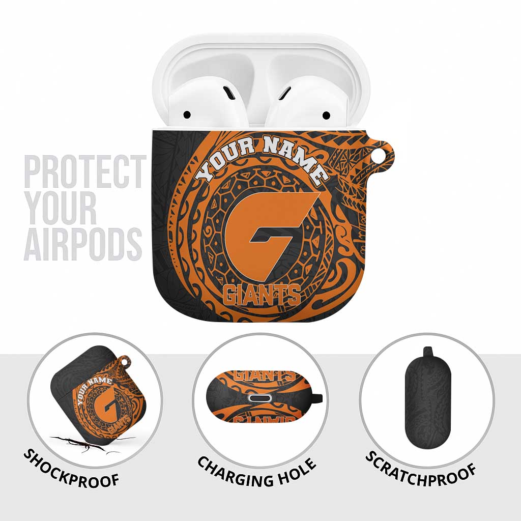 Personalized Giants Polynesian AirPods Case Tribal Chest and Sleeve Tattoo Heritage Warrior