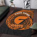 Personalized Giants Polynesian Area Rug Tribal Chest and Sleeve Tattoo Heritage Warrior