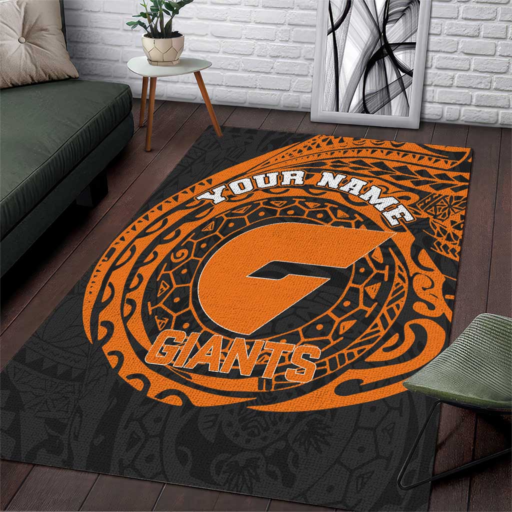Personalized Giants Polynesian Area Rug Tribal Chest and Sleeve Tattoo Heritage Warrior
