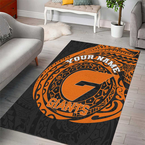 Personalized Giants Polynesian Area Rug Tribal Chest and Sleeve Tattoo Heritage Warrior