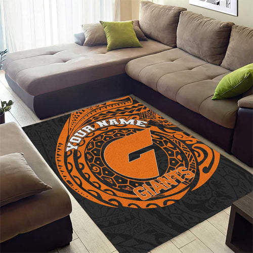 Personalized Giants Polynesian Area Rug Tribal Chest and Sleeve Tattoo Heritage Warrior
