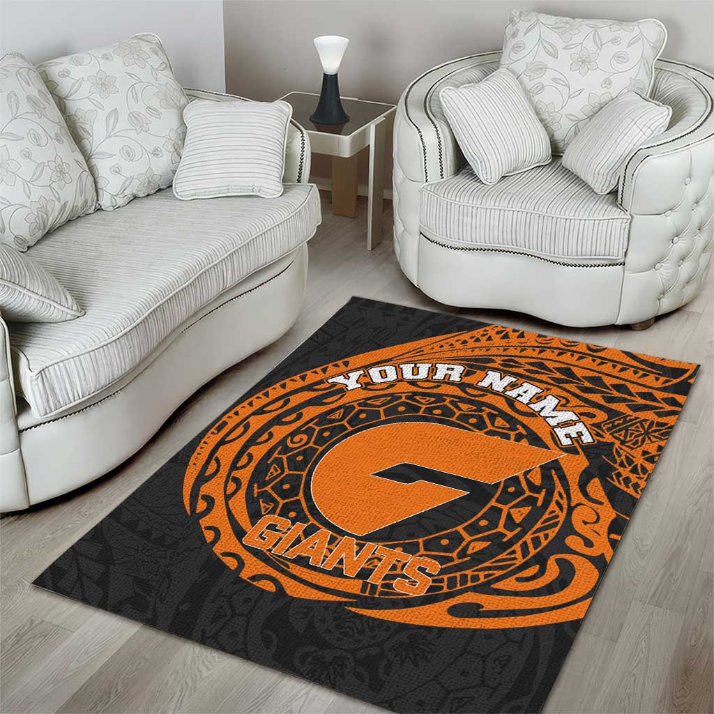 Personalized Giants Polynesian Area Rug Tribal Chest and Sleeve Tattoo Heritage Warrior