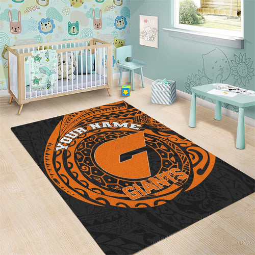 Personalized Giants Polynesian Area Rug Tribal Chest and Sleeve Tattoo Heritage Warrior