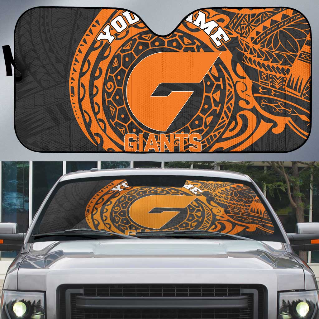 Personalized Giants Polynesian Auto Sun Shade Tribal Chest and Sleeve Tattoo Heritage Warrior