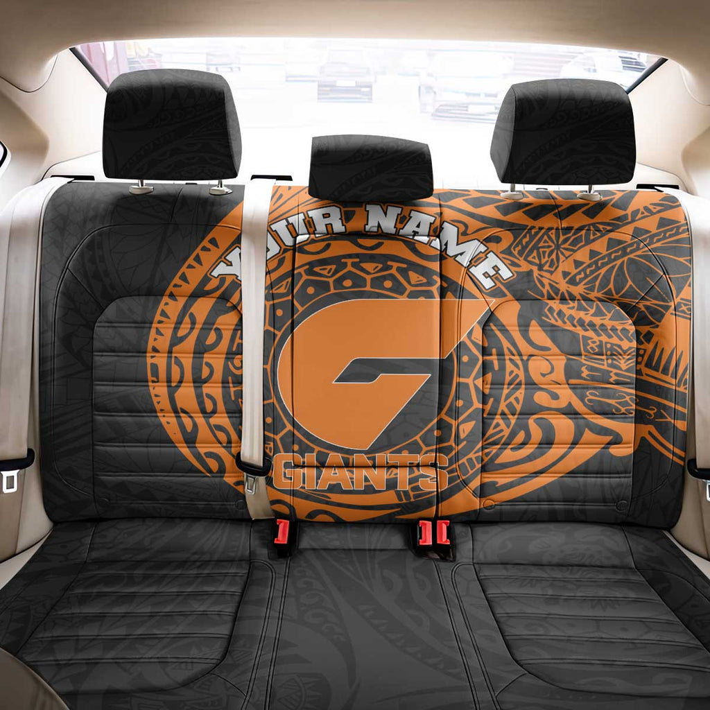 Personalized Giants Polynesian Back Car Seat Cover Tribal Chest and Sleeve Tattoo Heritage Warrior