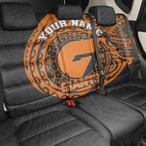 Personalized Giants Polynesian Back Car Seat Cover Tribal Chest and Sleeve Tattoo Heritage Warrior