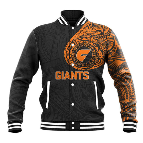Personalized Giants Polynesian Baseball Jacket Tribal Chest and Sleeve Tattoo Heritage Warrior
