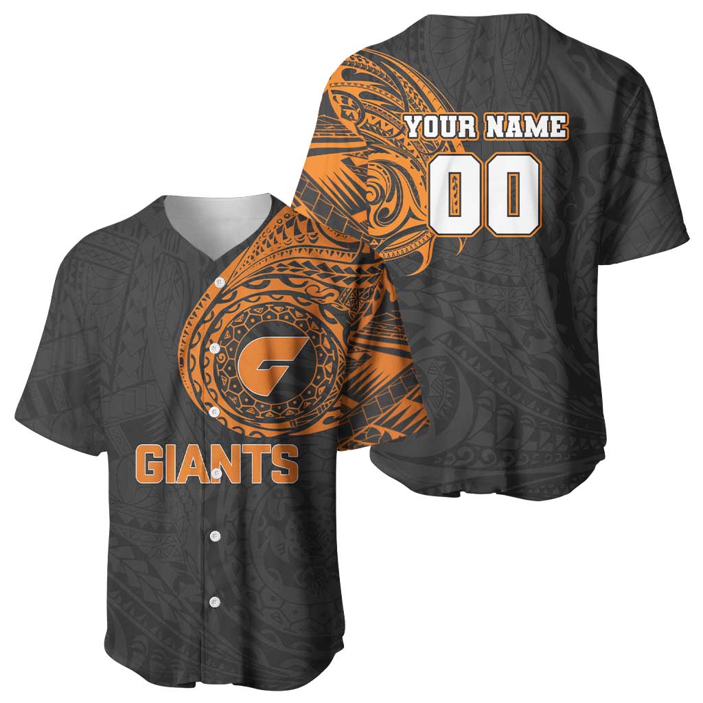 Personalized Giants Polynesian Baseball Jersey Tribal Chest and Sleeve Tattoo Heritage Warrior
