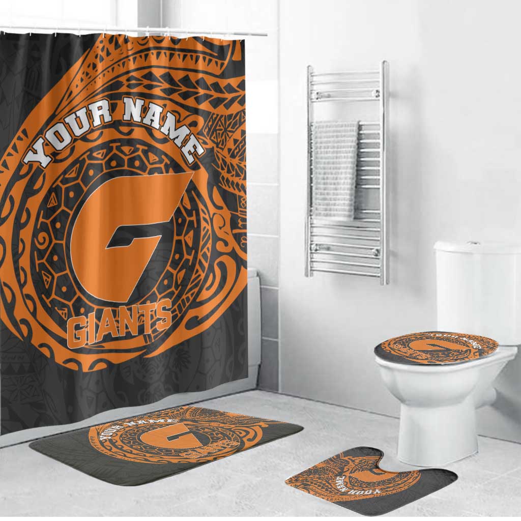 Personalized Giants Polynesian Bathroom Set Tribal Chest and Sleeve Tattoo Heritage Warrior