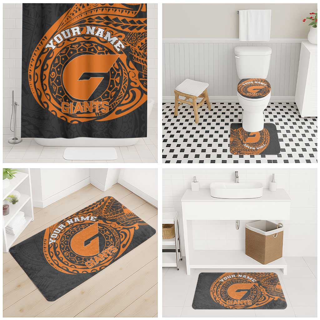 Personalized Giants Polynesian Bathroom Set Tribal Chest and Sleeve Tattoo Heritage Warrior