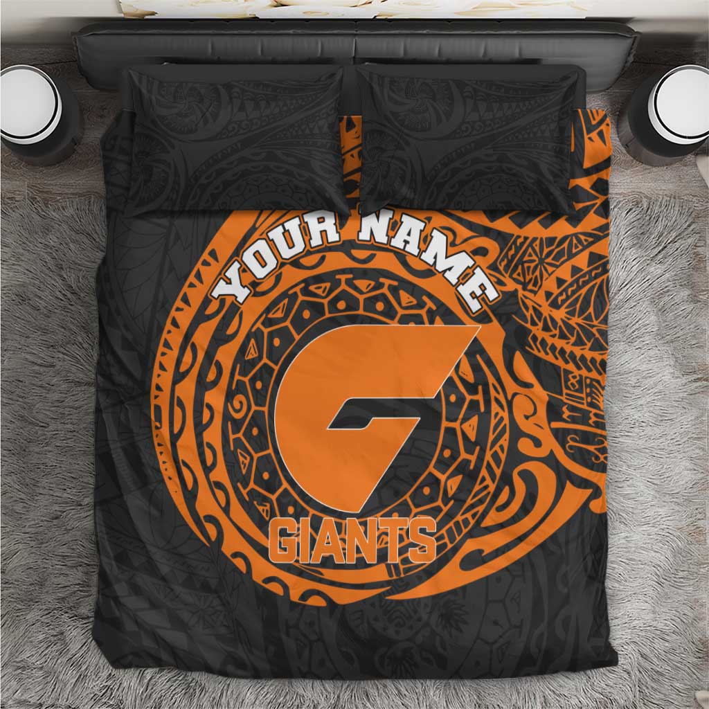 Personalized Giants Polynesian Bedding Set Tribal Chest and Sleeve Tattoo Heritage Warrior