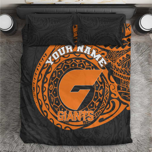 Personalized Giants Polynesian Bedding Set Tribal Chest and Sleeve Tattoo Heritage Warrior