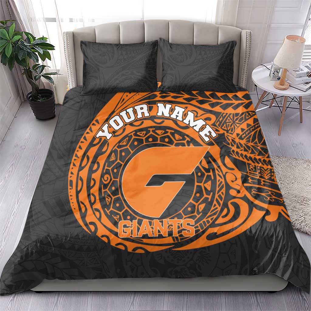 Personalized Giants Polynesian Bedding Set Tribal Chest and Sleeve Tattoo Heritage Warrior