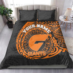 Personalized Giants Polynesian Bedding Set Tribal Chest and Sleeve Tattoo Heritage Warrior