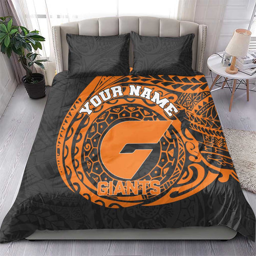 Personalized Giants Polynesian Bedding Set Tribal Chest and Sleeve Tattoo Heritage Warrior