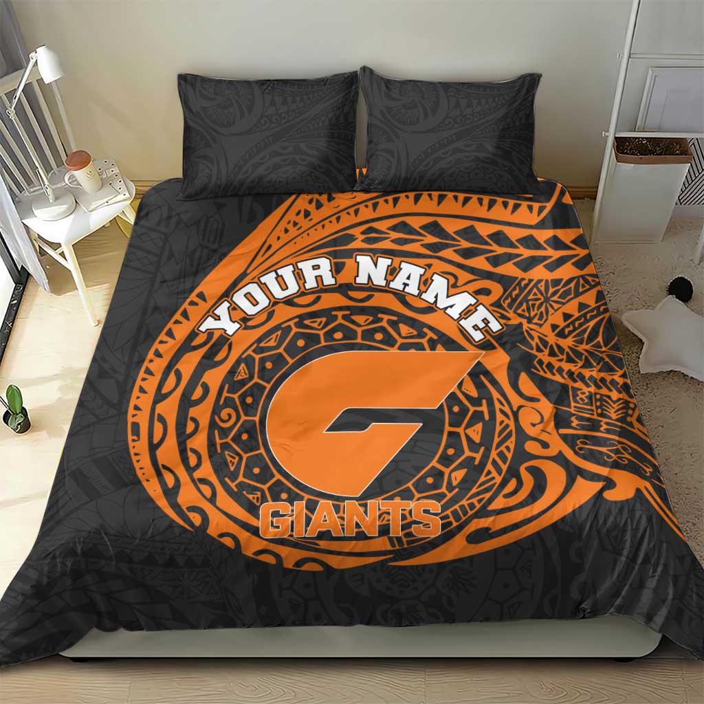 Personalized Giants Polynesian Bedding Set Tribal Chest and Sleeve Tattoo Heritage Warrior