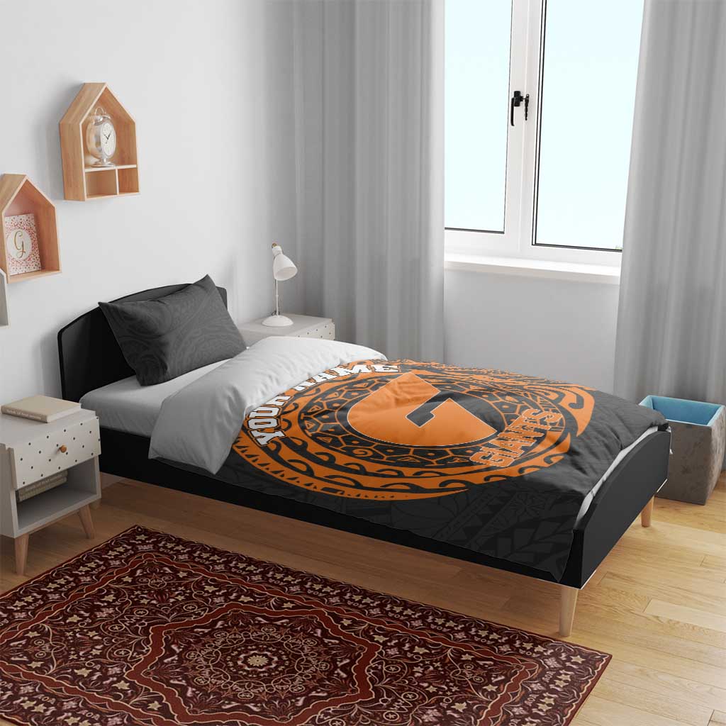 Personalized Giants Polynesian Bedding Set Tribal Chest and Sleeve Tattoo Heritage Warrior