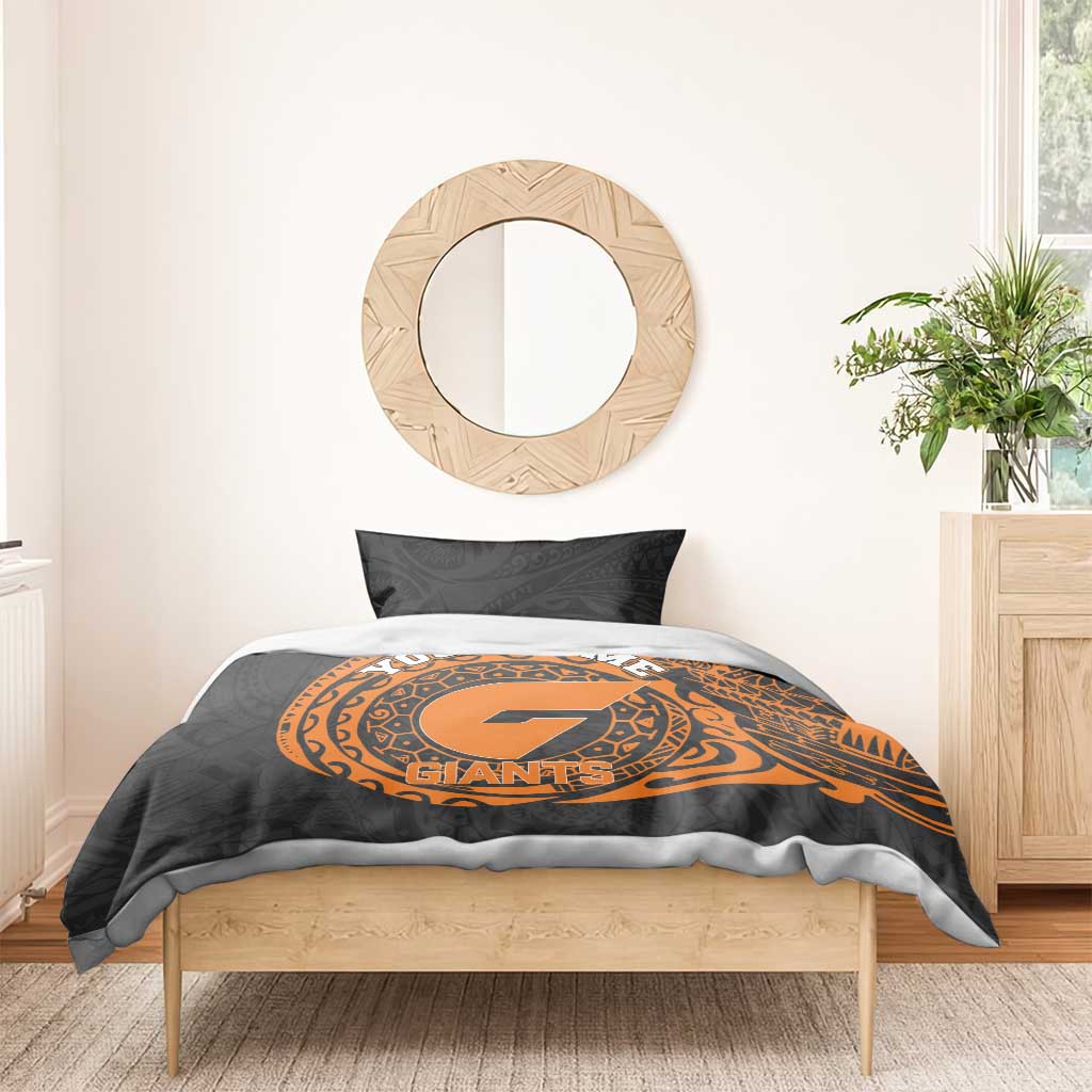 Personalized Giants Polynesian Bedding Set Tribal Chest and Sleeve Tattoo Heritage Warrior