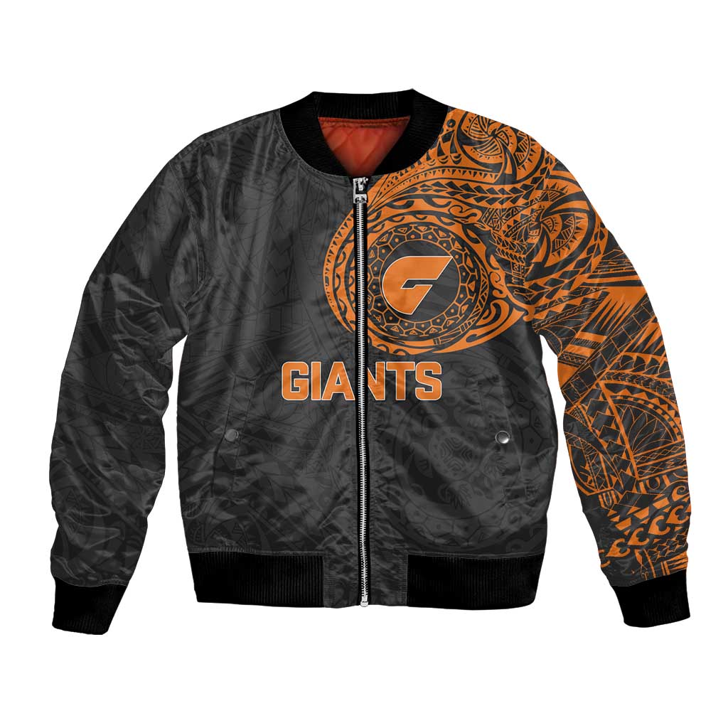 Personalized Giants Polynesian Bomber Jacket Tribal Chest and Sleeve Tattoo Heritage Warrior