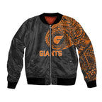 Personalized Giants Polynesian Bomber Jacket Tribal Chest and Sleeve Tattoo Heritage Warrior