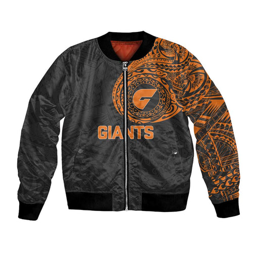 Personalized Giants Polynesian Bomber Jacket Tribal Chest and Sleeve Tattoo Heritage Warrior