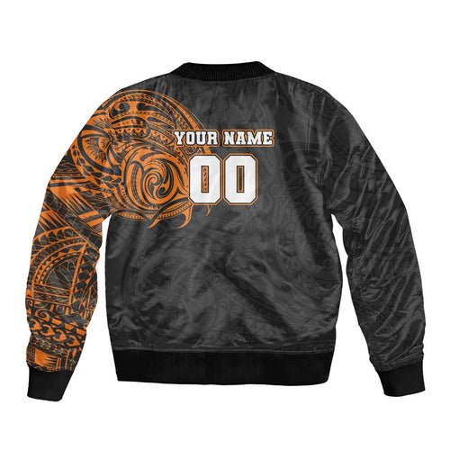 Personalized Giants Polynesian Bomber Jacket Tribal Chest and Sleeve Tattoo Heritage Warrior