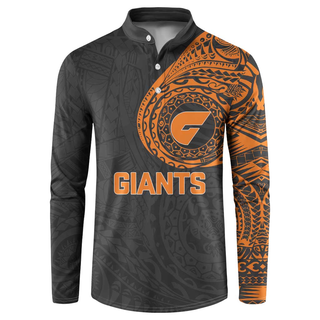 Personalized Giants Polynesian Button Sweatshirt Tribal Chest and Sleeve Tattoo Heritage Warrior