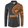 Personalized Giants Polynesian Button Sweatshirt Tribal Chest and Sleeve Tattoo Heritage Warrior