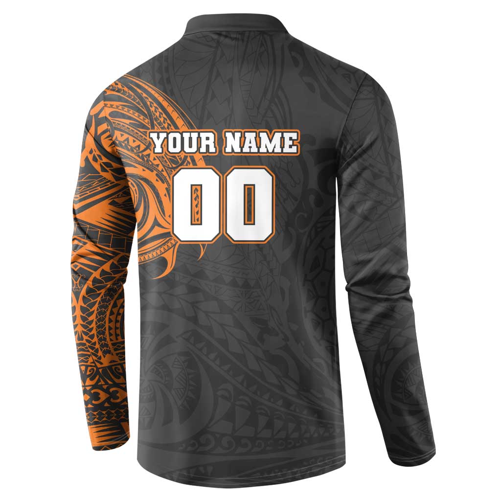 Personalized Giants Polynesian Button Sweatshirt Tribal Chest and Sleeve Tattoo Heritage Warrior