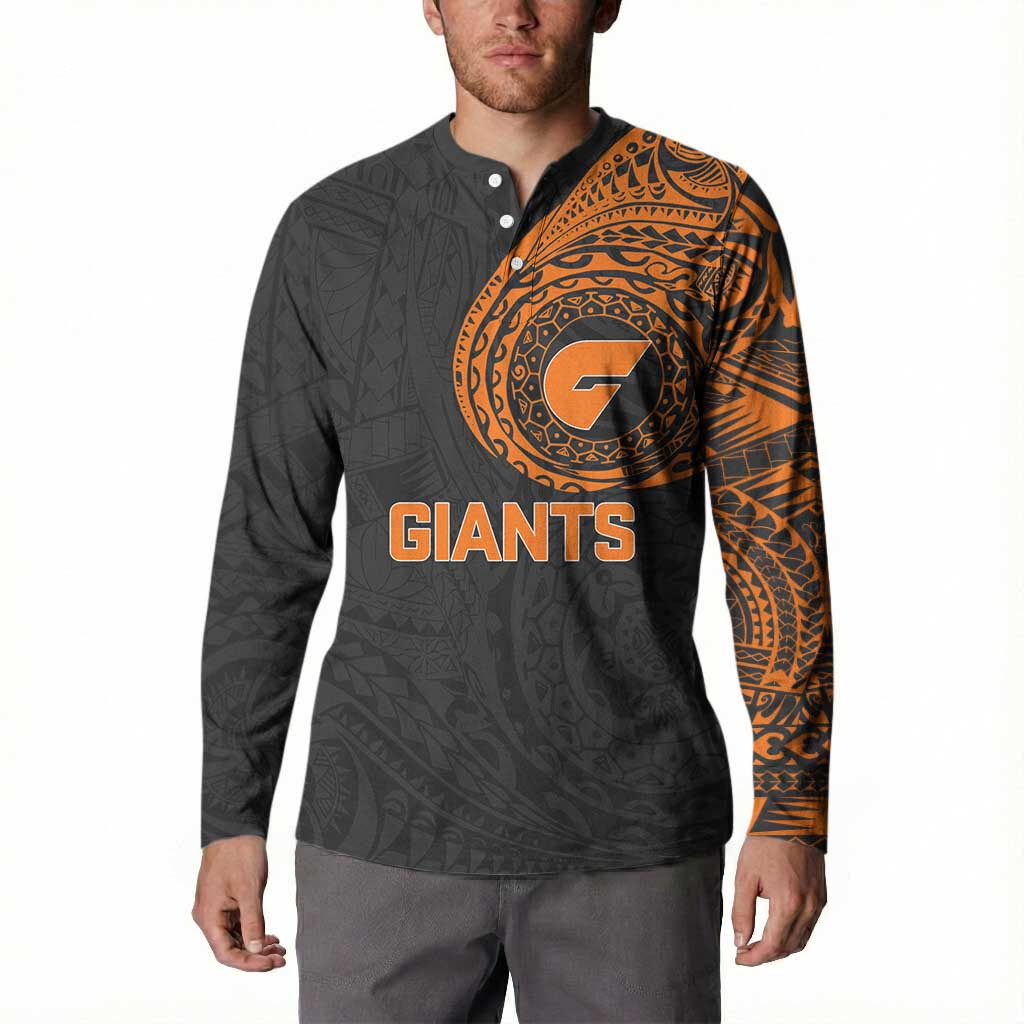 Personalized Giants Polynesian Button Sweatshirt Tribal Chest and Sleeve Tattoo Heritage Warrior
