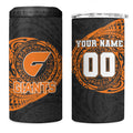 Personalized Giants Polynesian 4 in 1 Can Cooler Tumbler Tribal Chest and Sleeve Tattoo Heritage Warrior