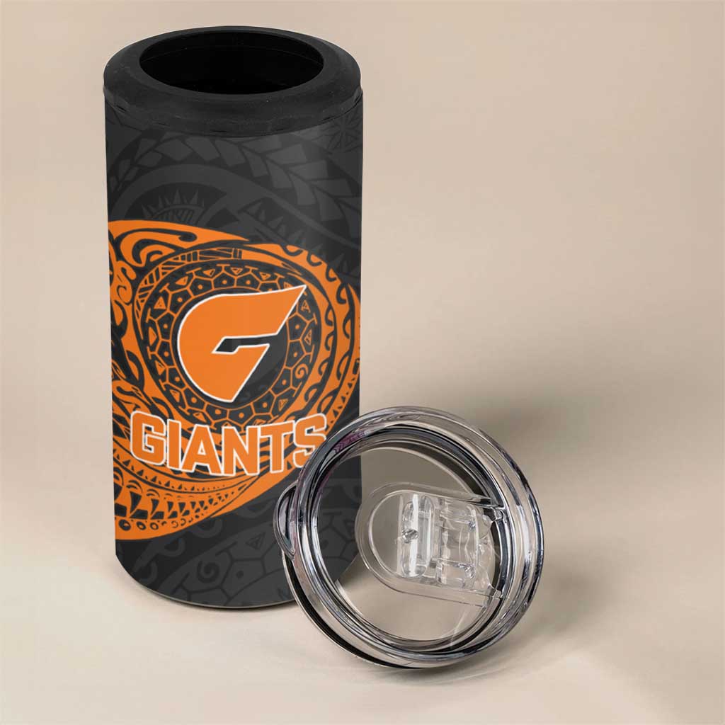 Personalized Giants Polynesian 4 in 1 Can Cooler Tumbler Tribal Chest and Sleeve Tattoo Heritage Warrior