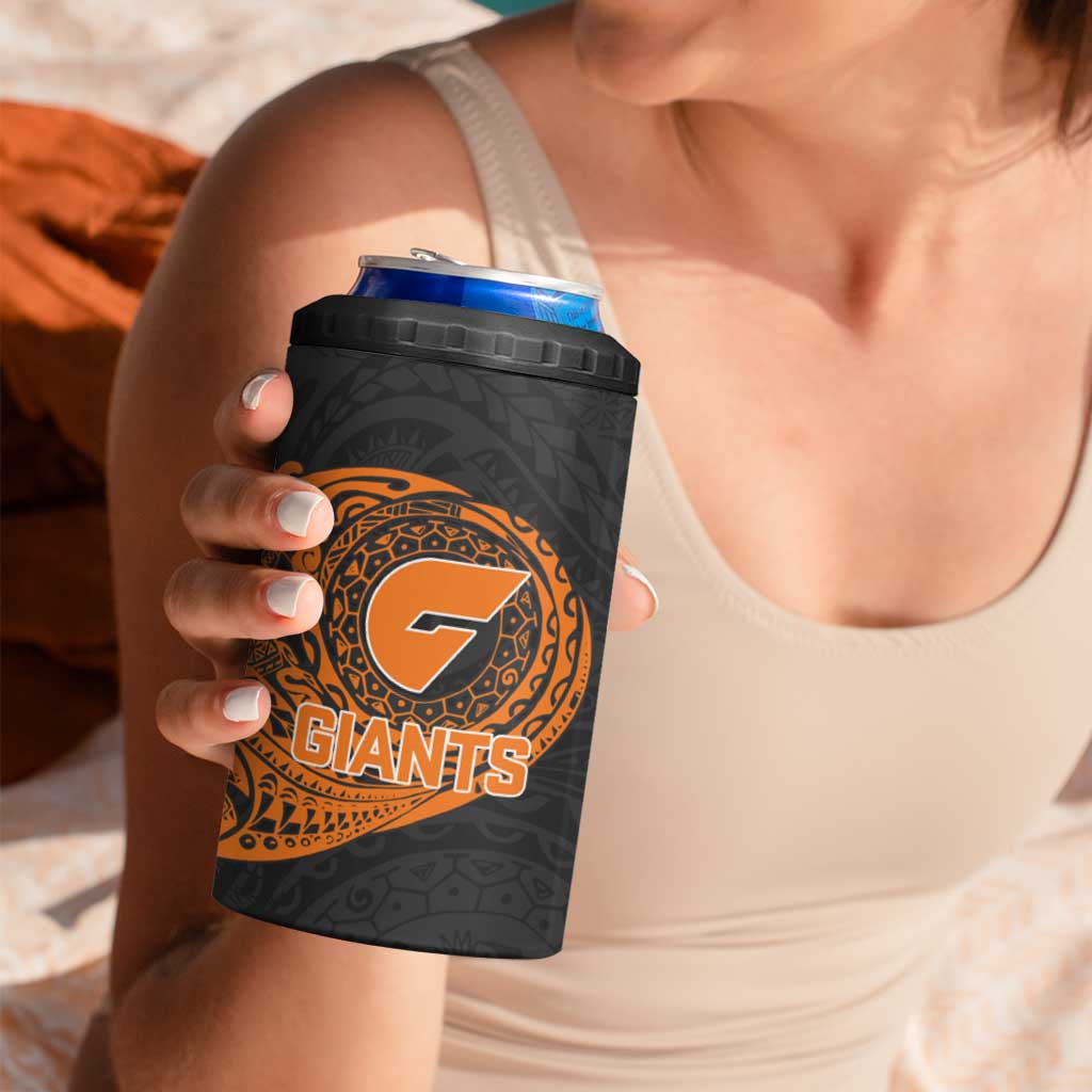 Personalized Giants Polynesian 4 in 1 Can Cooler Tumbler Tribal Chest and Sleeve Tattoo Heritage Warrior