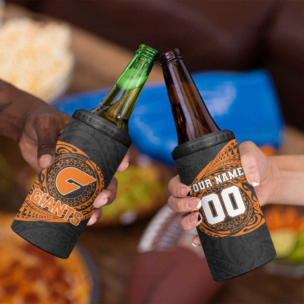 Personalized Giants Polynesian 4 in 1 Can Cooler Tumbler Tribal Chest and Sleeve Tattoo Heritage Warrior